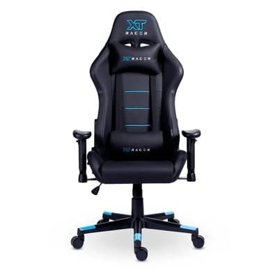 Cadeira Gamer XT Racer Attack, Até 120Kg, Reclinável, Com Almofadas, Cilindro de Gás Classe 4, Couro PU, Preta e Azul - XTR-053