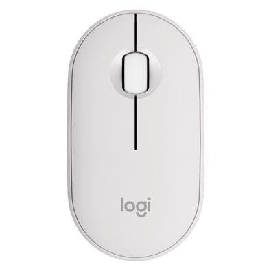 Mouse Sem Fio Logitech Pebble 2 M350s, USB Logi Bolt ou Bluetooth e Pilha Inclusa, com Clique Silencioso, Branco - 910-007047