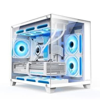 Gabinete Gamer Hyrax HGB730, Mini Tower, M-ATX, Frontal e Lateral em Vidro Temperado, Sem FANs, Branco - HGB730W