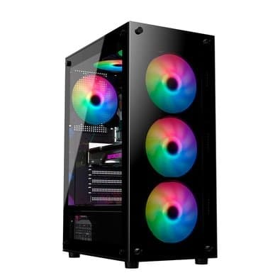 Gabinete Gamer Liketec Matrix V2, Mid Tower, Rainbow, ATX, Lateral e Frontal em Vidro Temperado, 3 Ventoinhas, Preto - MATRIX V2