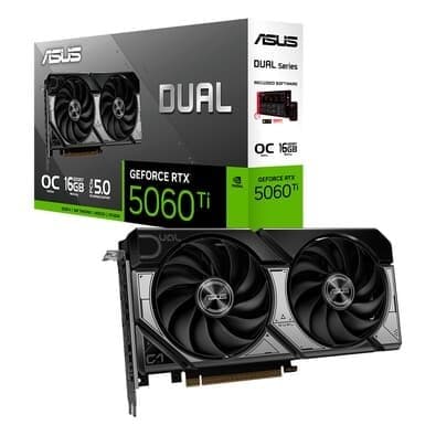 Placa de Vídeo ASUS DUAL RTX 5060 TI O16G NVIDIA GeForce, 16GB GDDR7, 2602MHz, 128 bits, OpenGL4.6, DLSS 4, Ray Tracing - 90YV0MH0-M0NA00