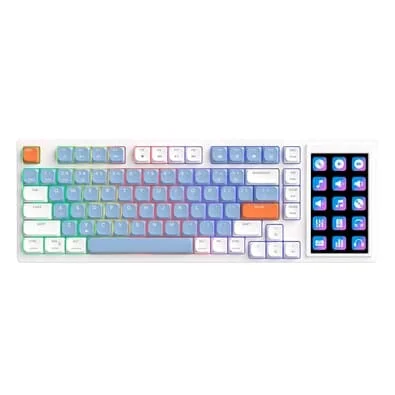 Teclado Mecânico Gamer Ajazz AKP815, USB-C, Branco, Azul e Laranja - AKP815
