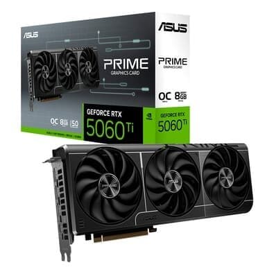 Placa de Vídeo Asus PRIME RTX 5060 TI O8G NVIDIA GeForce, 8GB, GDDR7, 2647MHz, 128bits, Triple Fan, DLSS 4, Ray Tracing - 90YV0MP0-M0NA00