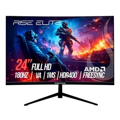 Monitor Gamer Curvo Rise Mode Prime 24", Full HD, 180Hz, 1ms, IPS, FreeSync, HDR 400, HDMI e VGA, Preto - RM-MOG-24C180FH-B