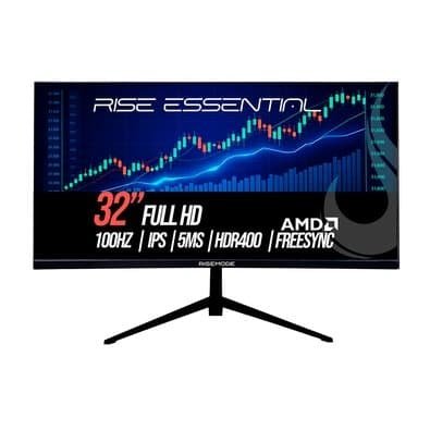 Monitor Gamer Rise Mode Essential 32", FHD, 100Hz, 5ms, IPS, FreeSync, HDR 400, HDMI e VGA, sRGB 99%, Preto - RM-MOG-32F100FH-B