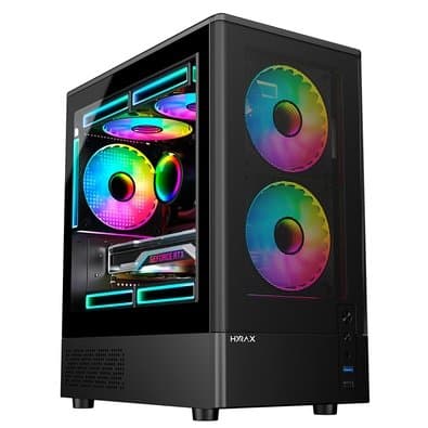 Gabinete Gamer Hyrax Tower HGB205, Mini Tower, M-atx, Lateral Em Vidro Temperado, Frontal Em Malha De Aço, Preto - HGB205B
