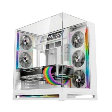 Gabinete Gamer Liketec Cygnus Snow, ATX, 8 Fans ARGB e Display LCD, Vidro Temperado, Branco - LT-GB-CYGNUSPROGLASS-SNOW-V1