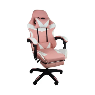 Cadeira Gamer Stillus Ergonômica, Retrátil, Reclinável, Descanso Para Pernas, Rosa Chiclete