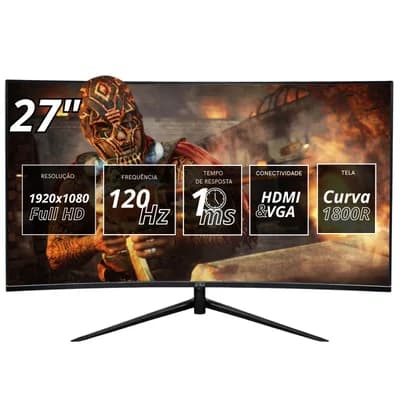 Monitor Gamer 27" Tela Curvo Full HD 100Hz 3ms, HDMI VGA VESA Aitek DELTA-M2710AC