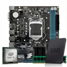 Kit Intel Core i3 4130, Placa Mãe Chipset H81, SSD 120GB, Memória 8GB DDR3